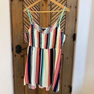 NWOT TORRID (1) striped rayon spaghetti strap tank top multicolor